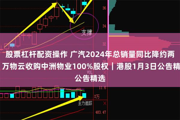 股票杠杆配资操作 广汽2024年总销量同比降约两成 万物云收购中洲物业100%股权｜港股1月3日公告精选